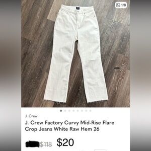 J. Crew Factory White Curvy Mid-Rise Flare Crop Jeans